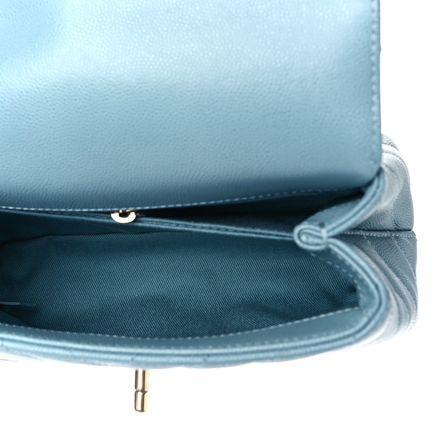 Caviar Chevron Quilted Mini Coco Handle Flap Sky Blue