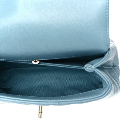Chanel Caviar Chevron Quilted Mini Coco Handle Flap Sky Blue 5 of 9
