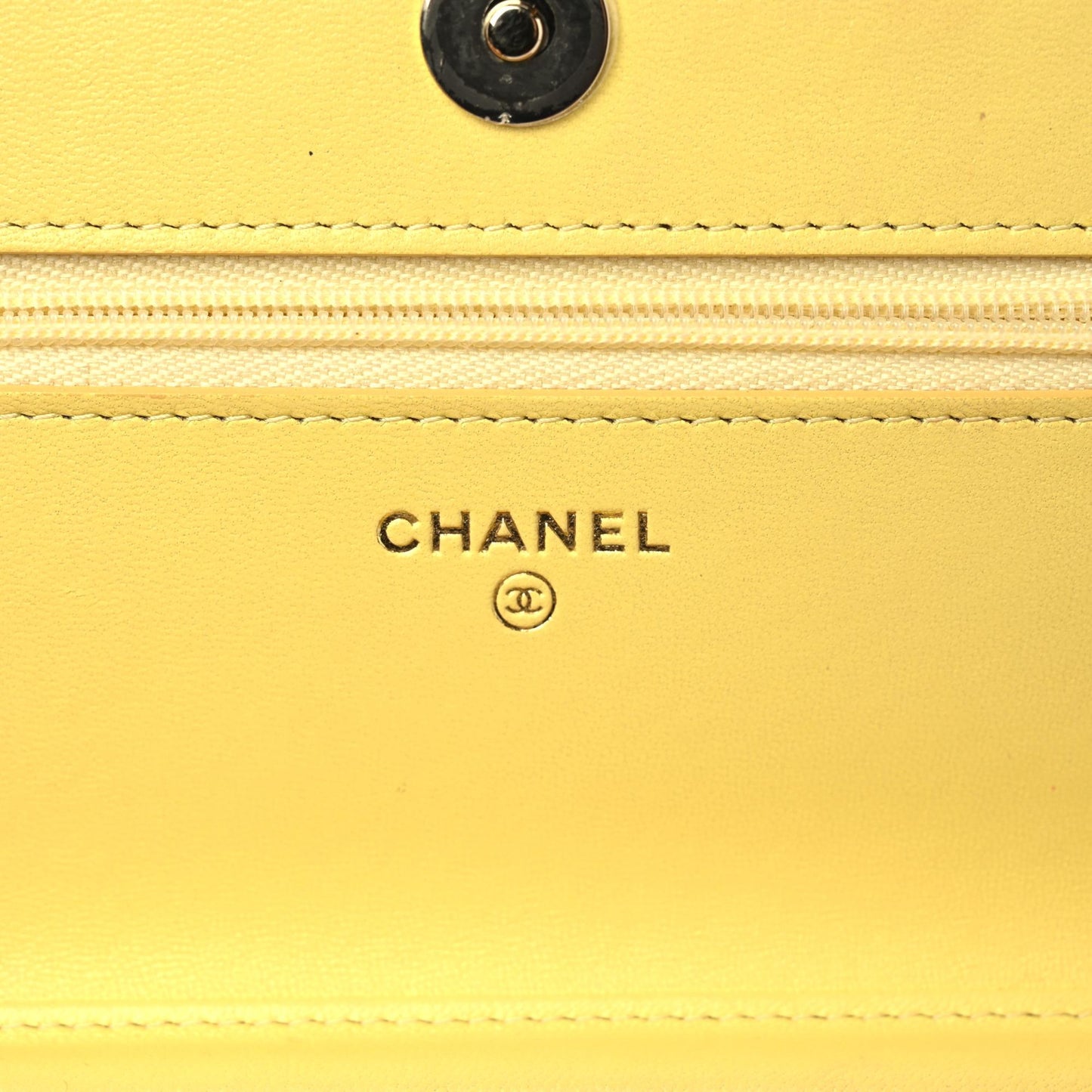 Lambskin Quilted Wallet On Chain WOC Pink Yellow