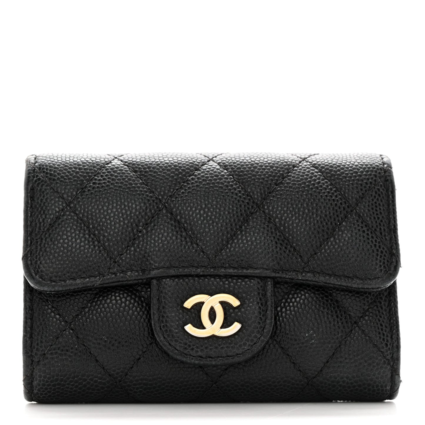 Caviar Quilted Classic 4 Key Holder Wallet Black