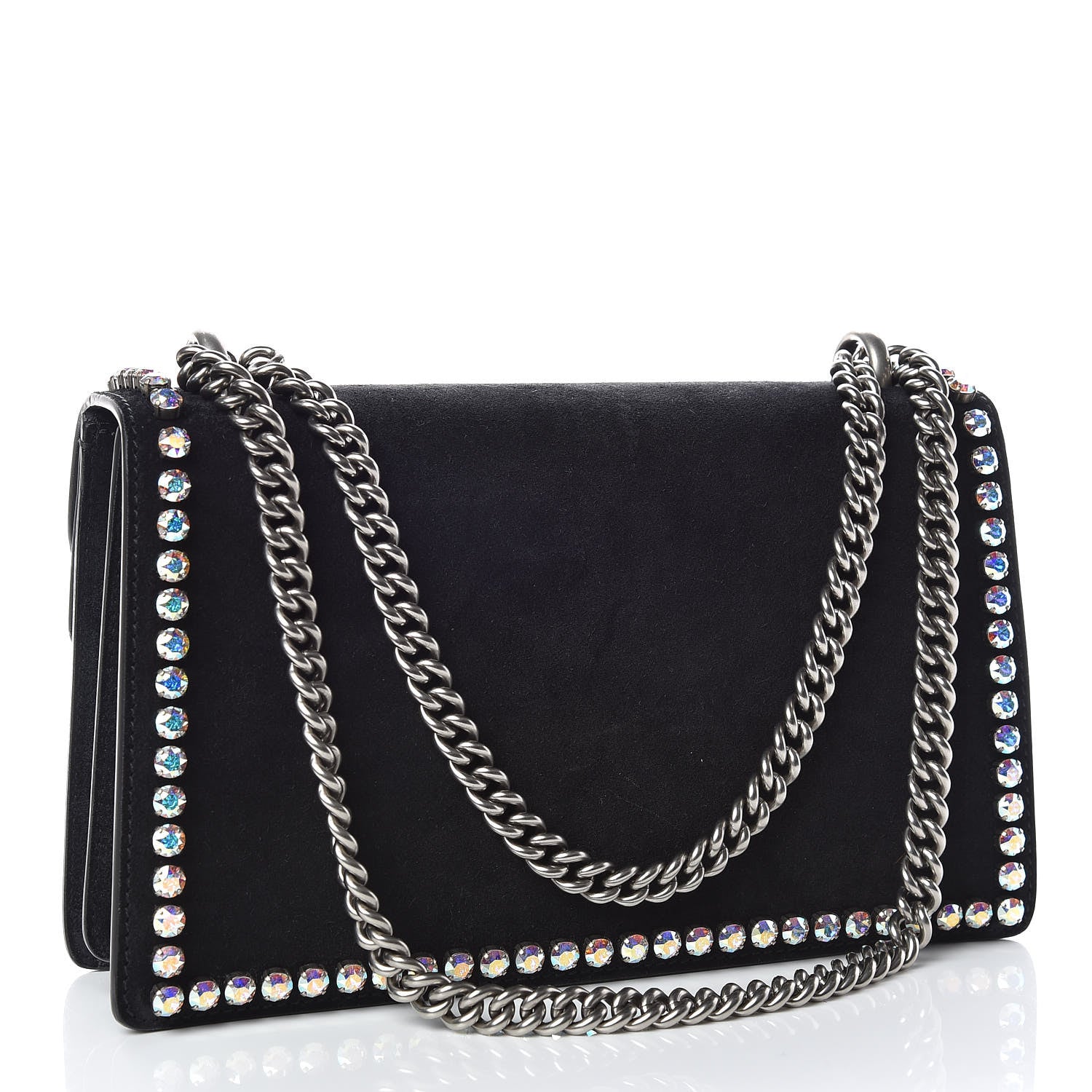 Gucci Suede Crystal Small Dionysus Shoulder Bag Black 4 of 11