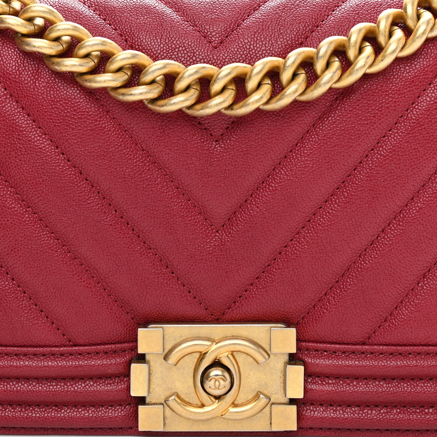 Chanel Caviar Chevron Quilted Medium Boy Flap Dark Pink 7 of 11