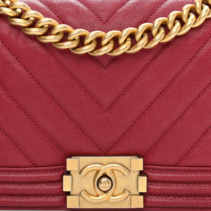 Chanel Caviar Chevron Quilted Medium Boy Flap Dark Pink 7 of 11