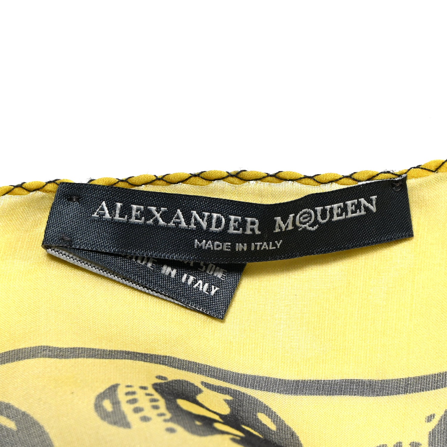 Alexander McQueen Silk Chiffon Skull Scarf Black Yellow 3 of 9