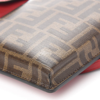 Fendi Vitello Grace Glazed Fabric FF 1974 3 Pocket Mini Crossbody Bag Fragola Mogano Panna 9 of 10