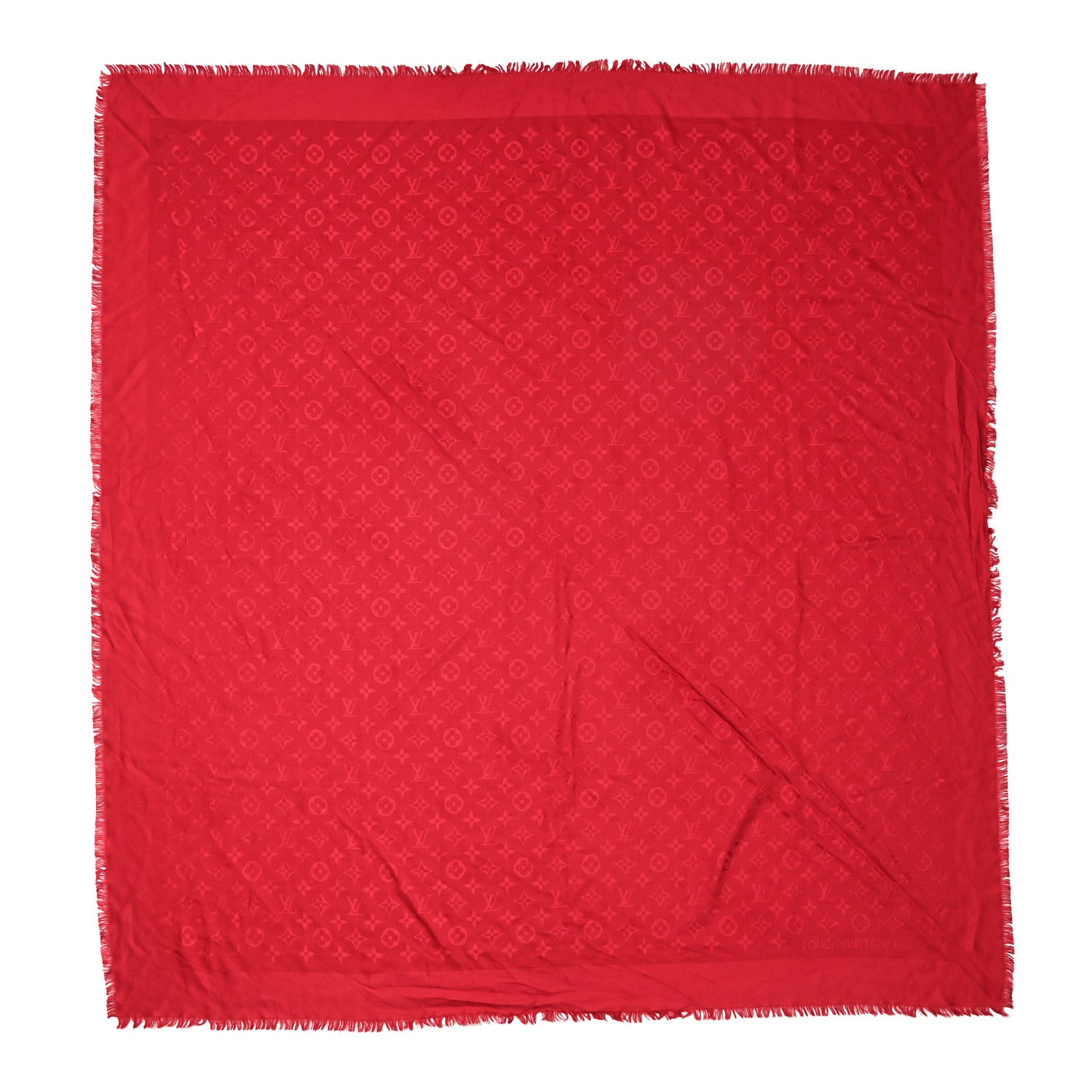 Louis Vuitton Silk Wool Monogram Shawl Pomme D'Amour 1 of 5