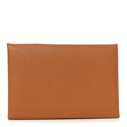 Hermes Epsom Calvi Card Case Gold 1 of 8
