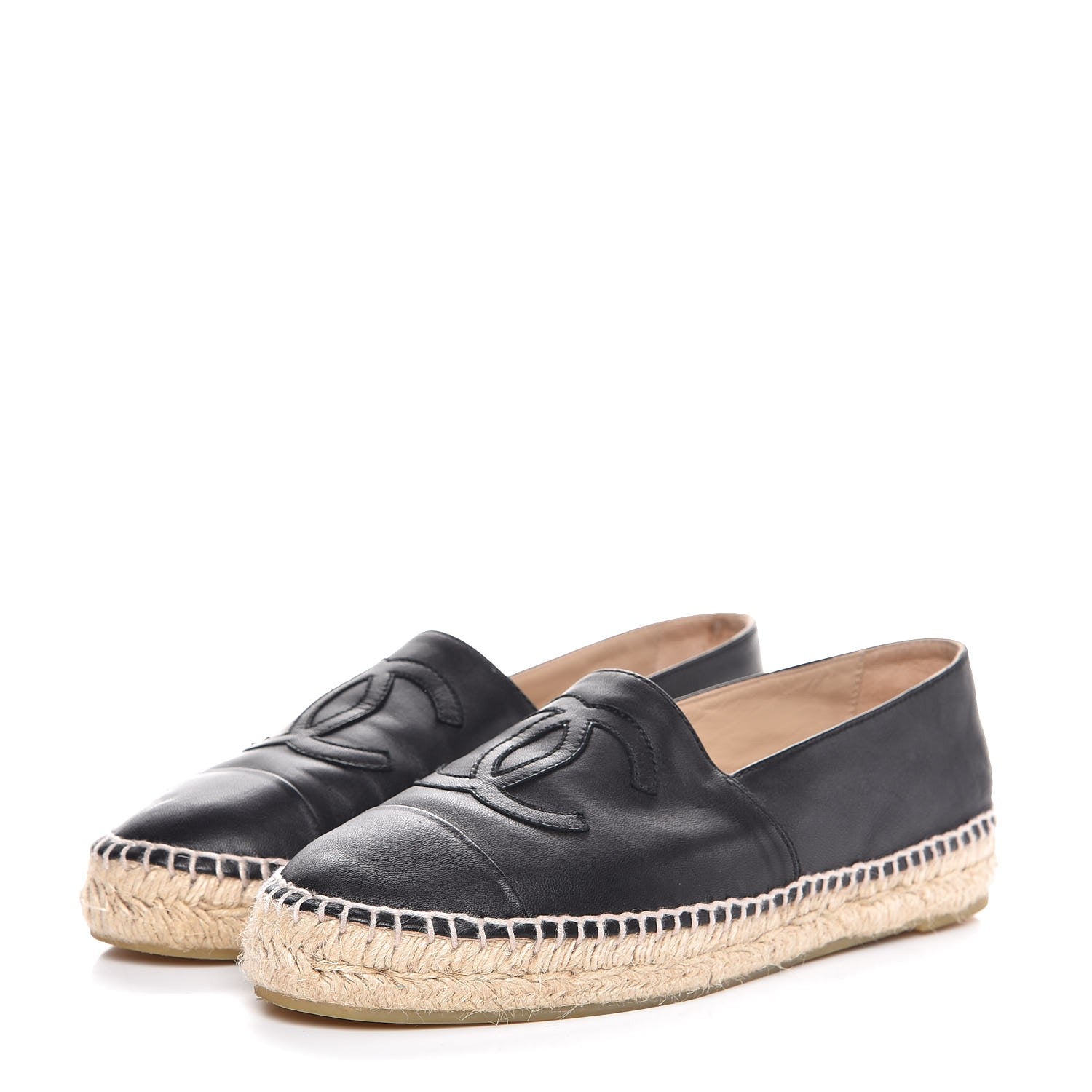 Chanel Lambskin CC Espadrilles 38 Black 2 of 13