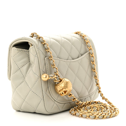Chanel Lambskin Quilted Mini Pearl Crush Flap Light Grey 3 of 11