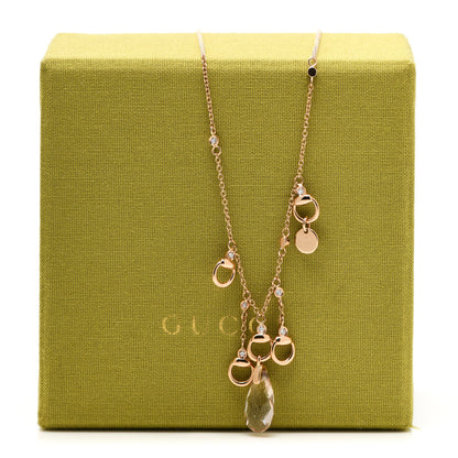 Gucci 18K Rose Gold Diamond Topaz Horsebit Necklace 6 of 6