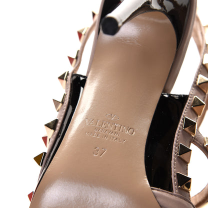 Valentino Garavani Patent Nappa Rockstud Ankle Strap 100mm Pumps 37 Black Poudre 8 of 10