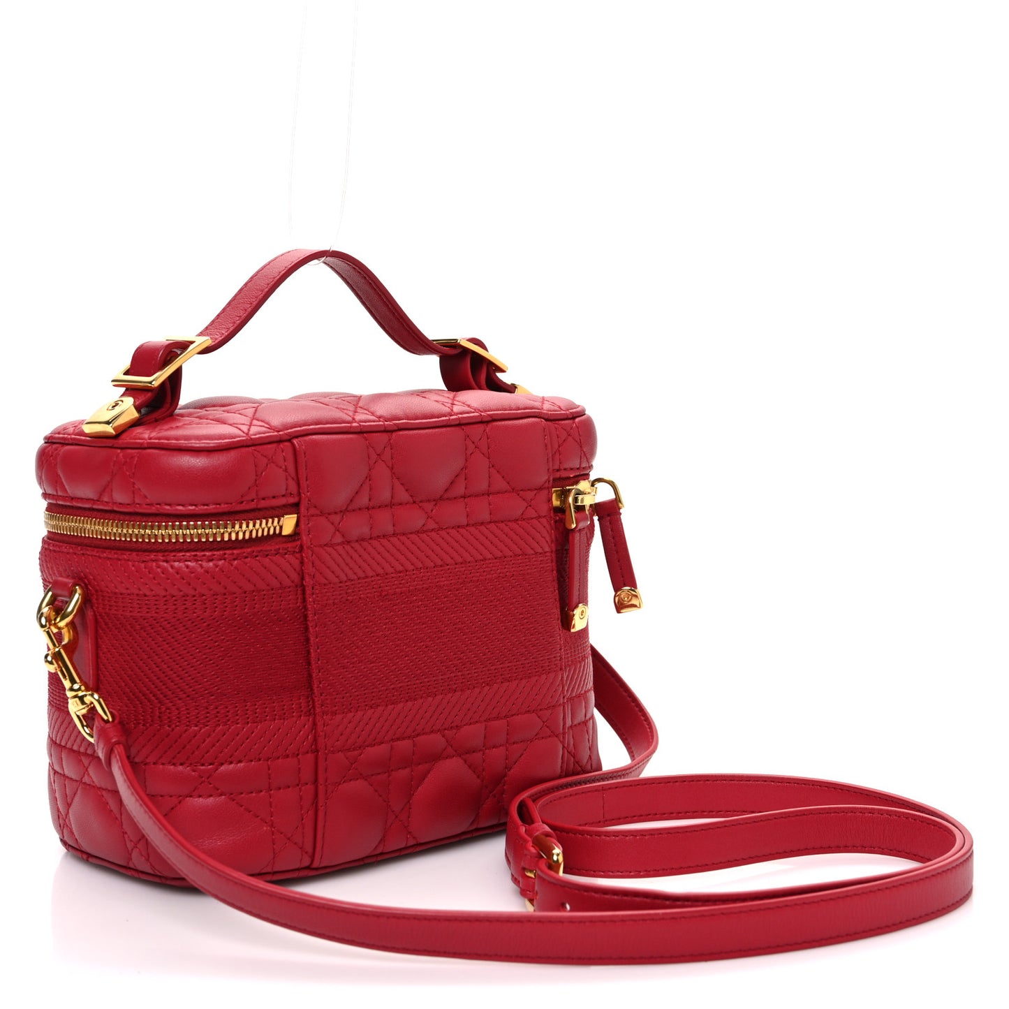 Lambskin Cannage Small Diortravel Vanity Case Red