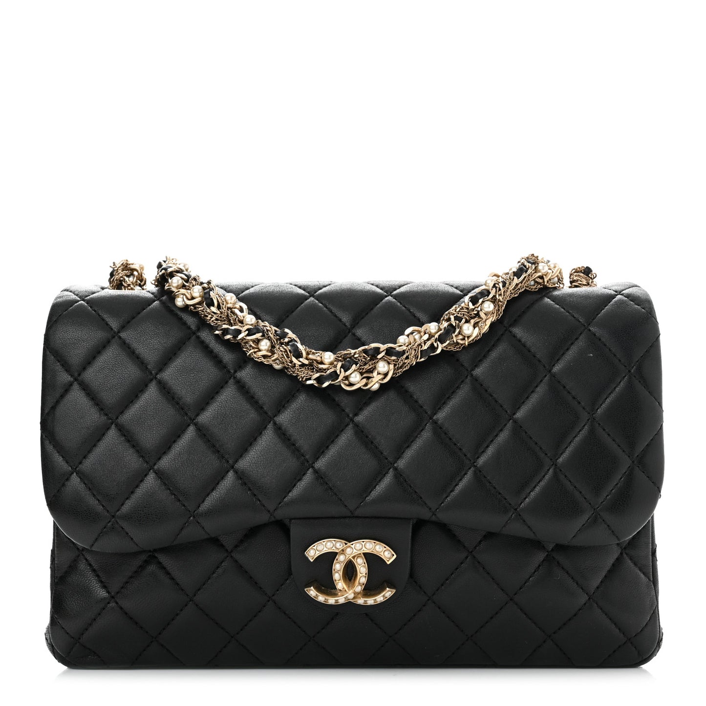 Lambskin Quilted Medium Westminster Pearl Flap Black