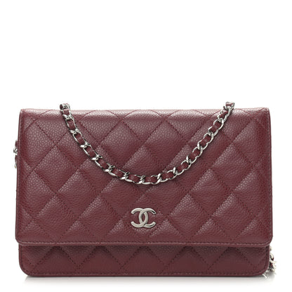 Chanel Caviar Quilted Wallet on Chain WOC Burgundy 1 of 12