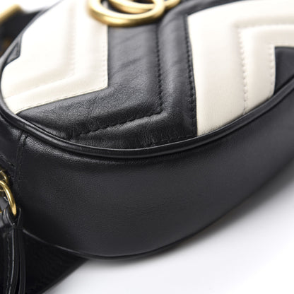 Gucci Calfskin Matelasse GG Marmont Belt Bag 85 34 Black White 6 of 10
