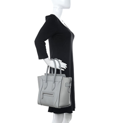 Celine Drummed Calfskin Micro Luggage Sky 2 of 16