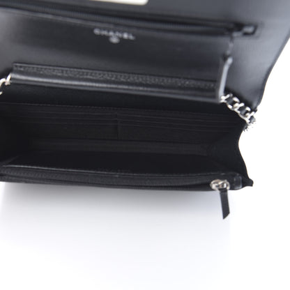 Chanel Grained Calfskin Quilted CC Box Wallet On Chain WOC Black 5 of 13