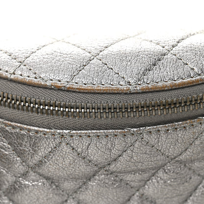 Chanel Metallic Calfskin Quilted Banane Waist Bag Fanny Pack Dark Silver 12 of 12