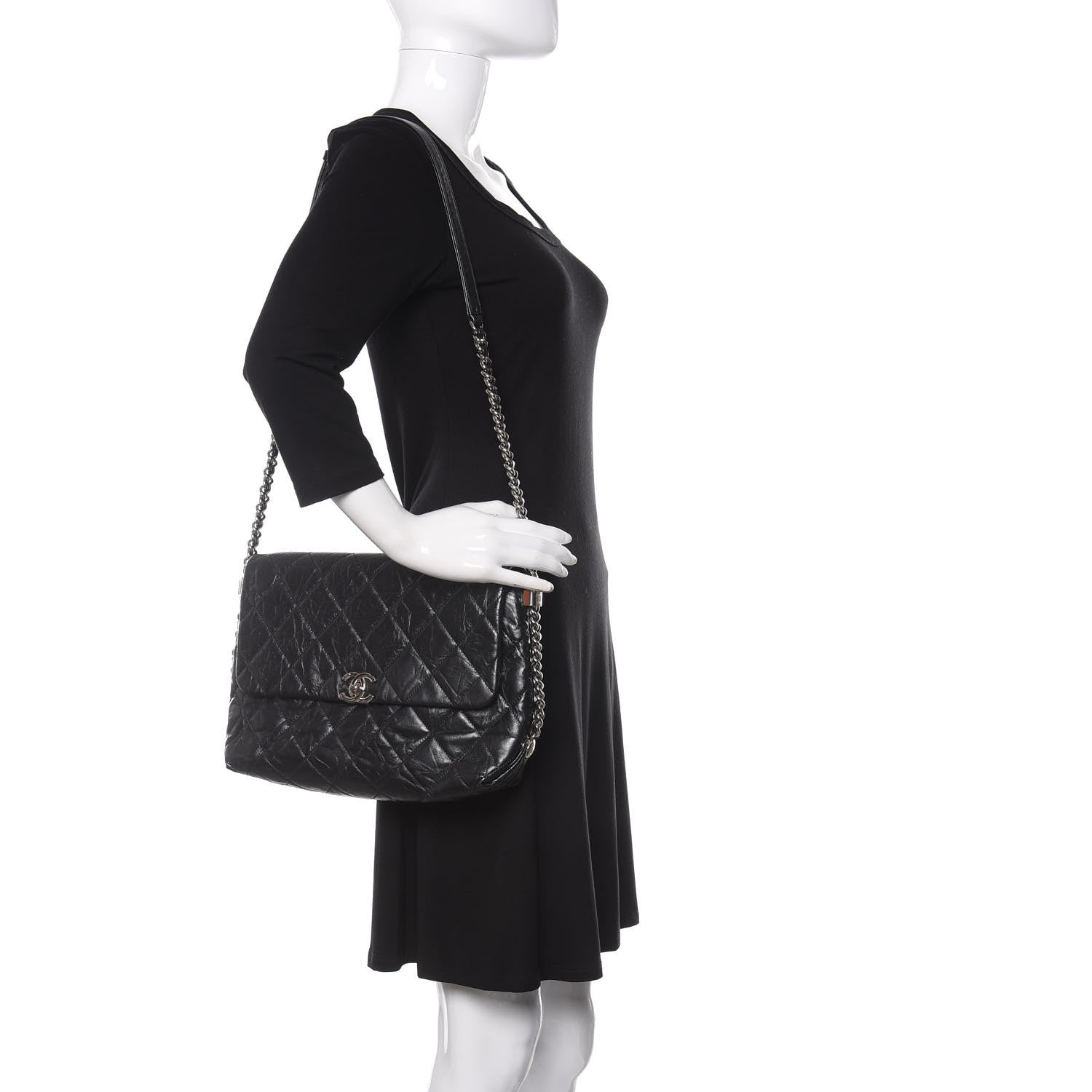 Chanel Crackled Aged Calfskin Big Bang Flap Black 2 of 9