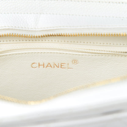 Chanel Caviar Quilted Top Handle Bag White 6 of 12