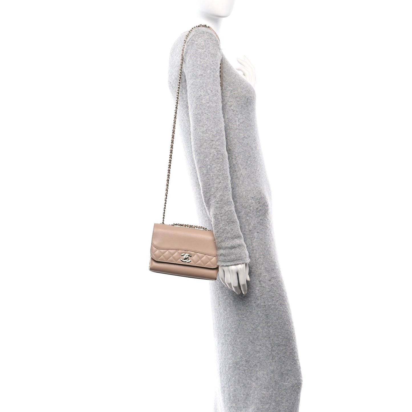Calfskin Mini Tramezzo Flap Beige