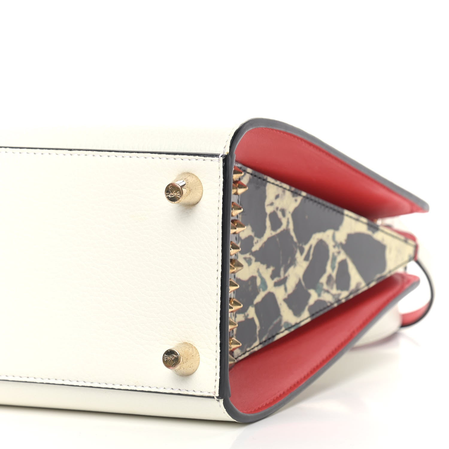 Christian Louboutin Calfskin Patent Studded Small Paloma White 7 of 12