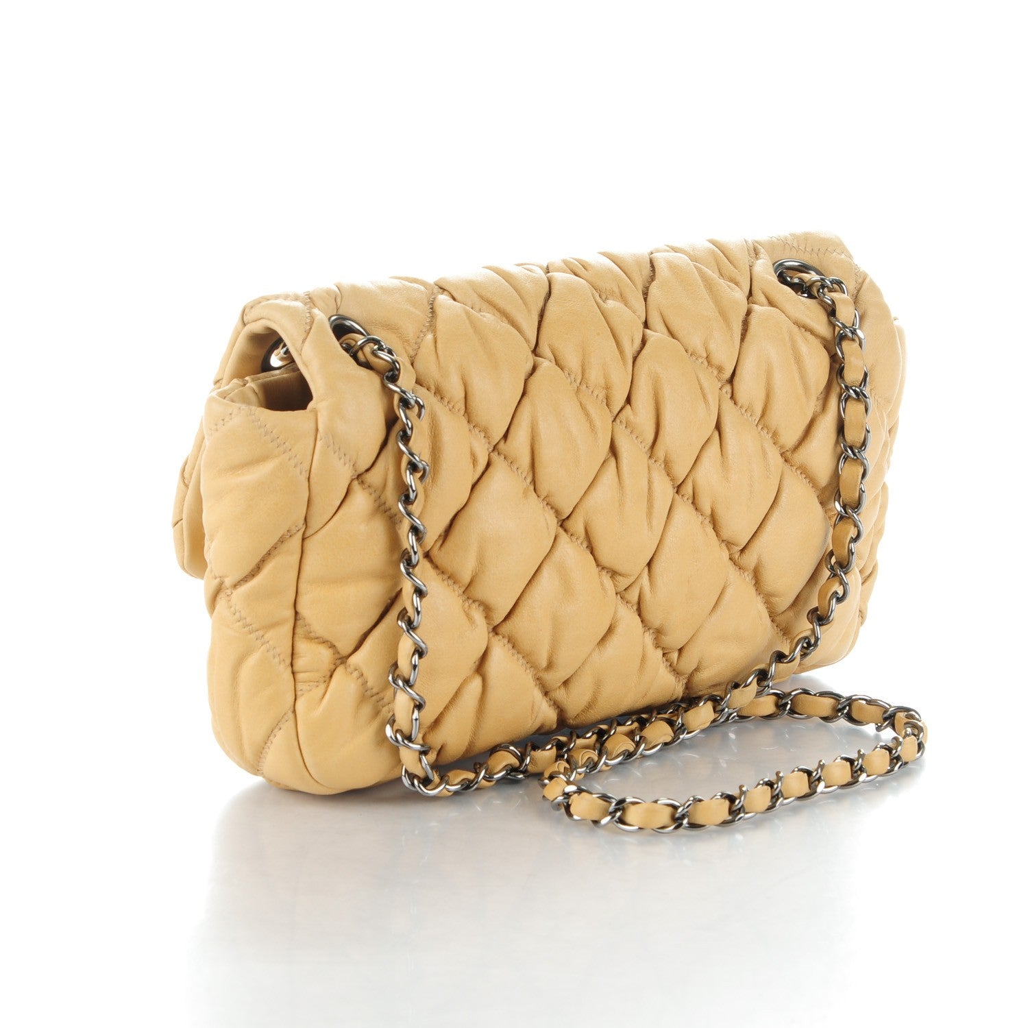 Chanel Calfskin Quilted Medium Bubble Quilt Flap Bag Beige 3 of 8