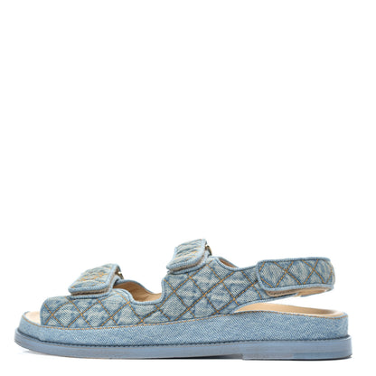 Chanel Denim Quilted Dad Sandals 38.5 Blue 1 of 9