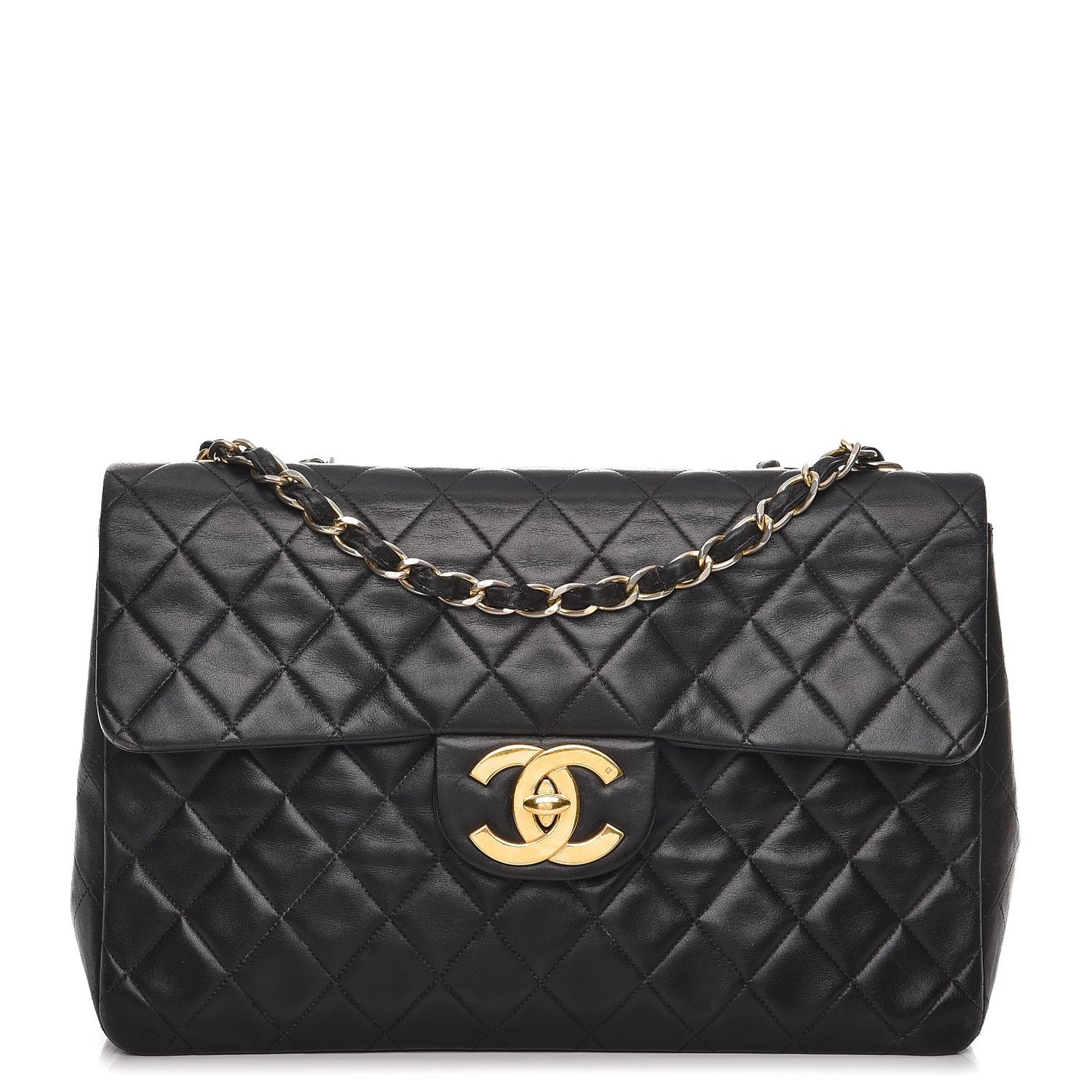 Lambskin Quilted XL Jumbo Single Flap Black
