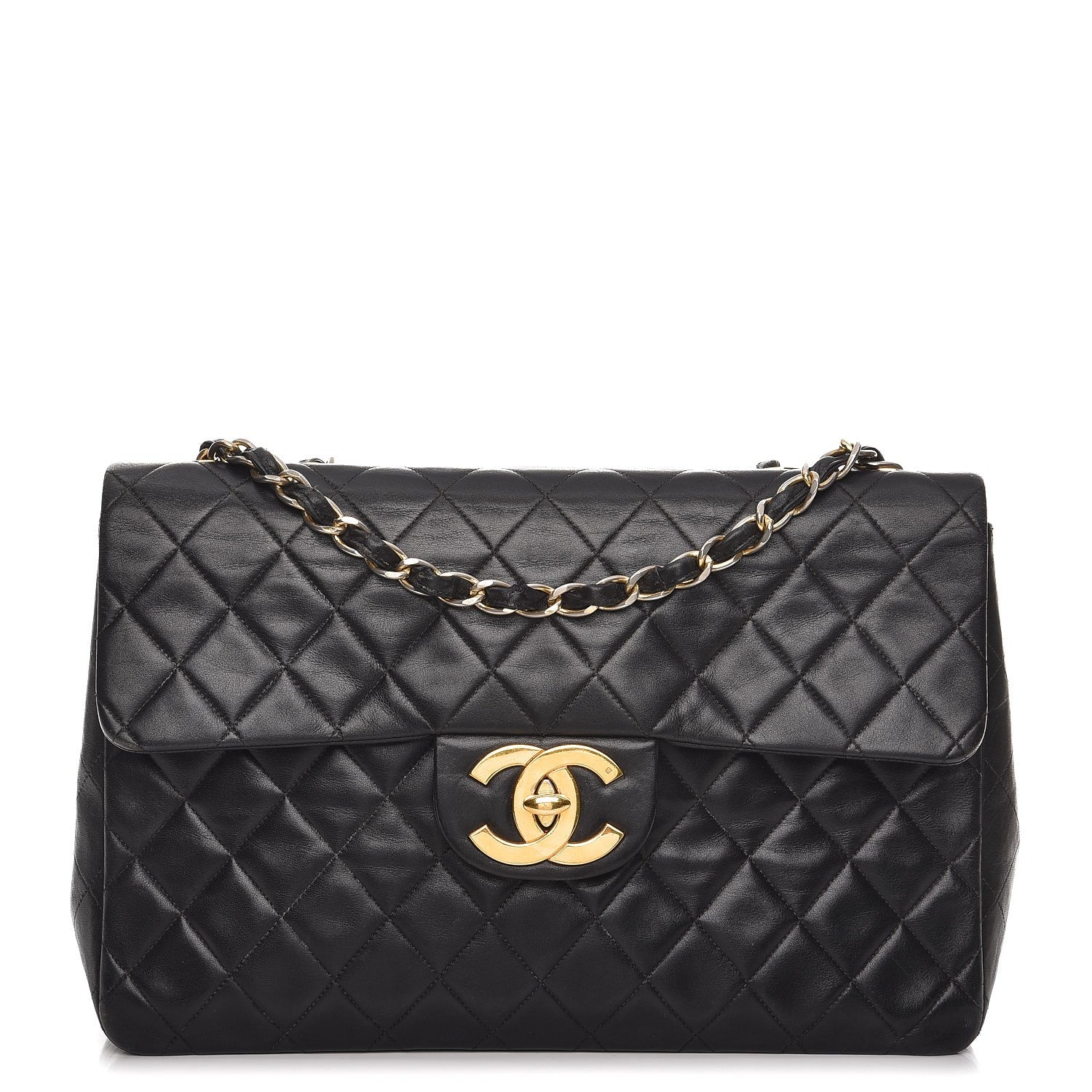 Chanel Lambskin Quilted XL Jumbo Single Flap Black 1 of 16
