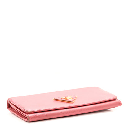 Prada Saffiano Metal Continental Flap Wallet Fragola 4 of 9