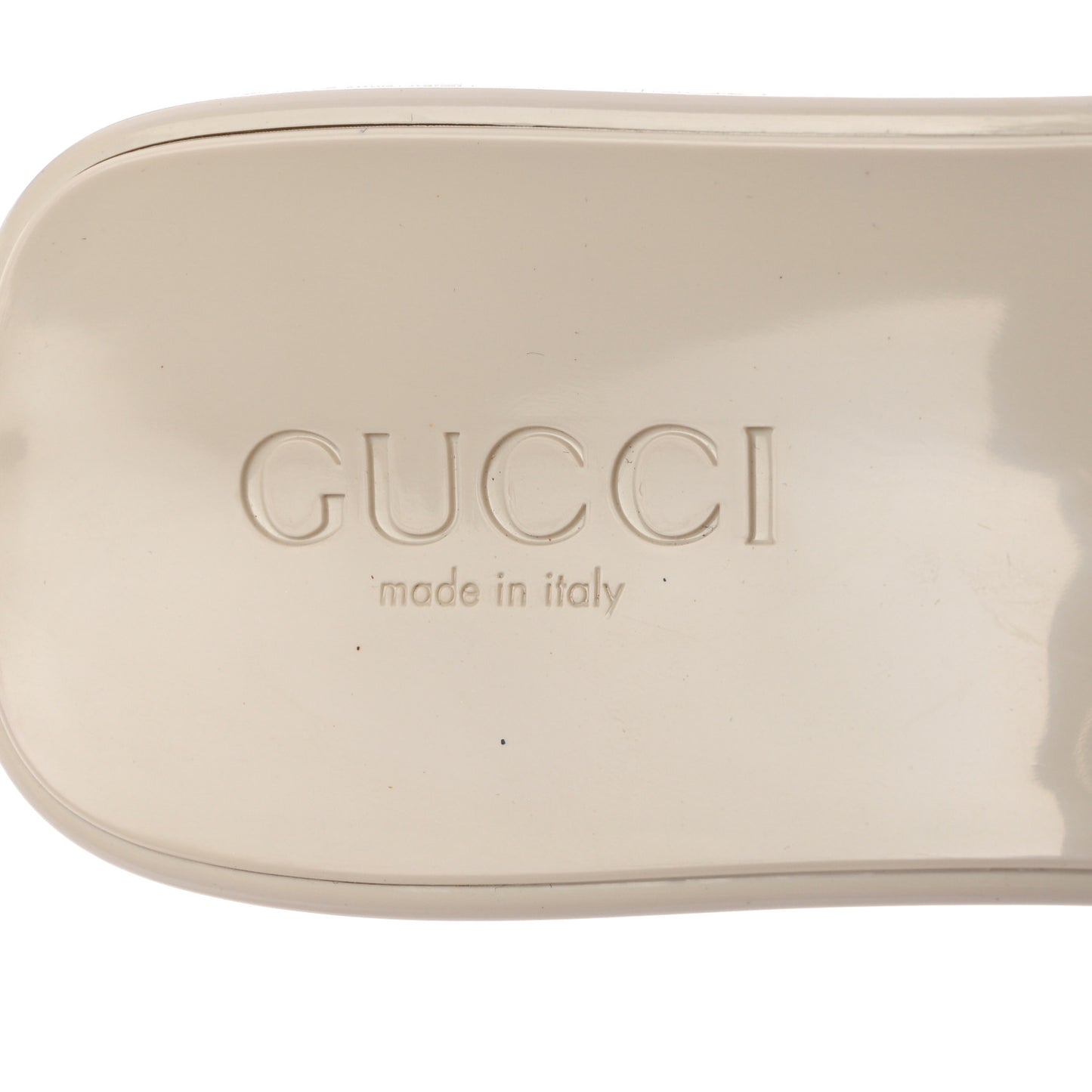 Rubber Gucci Logo Womens Platform 20/60mm Slide Sandals 38 Mystic White