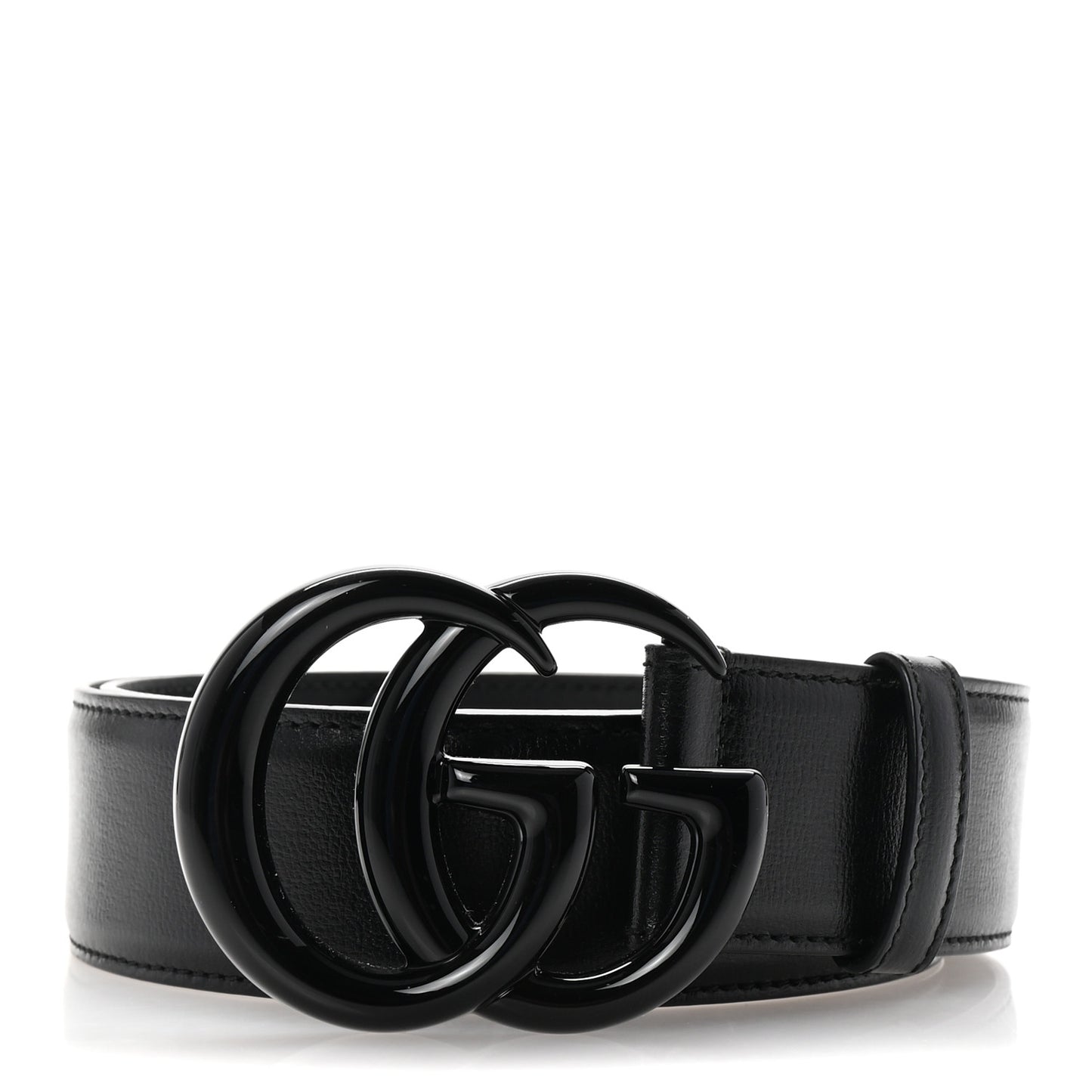 Azalea Calfskin Enamel Monochrome Double G 40mm Belt 90 36 Black