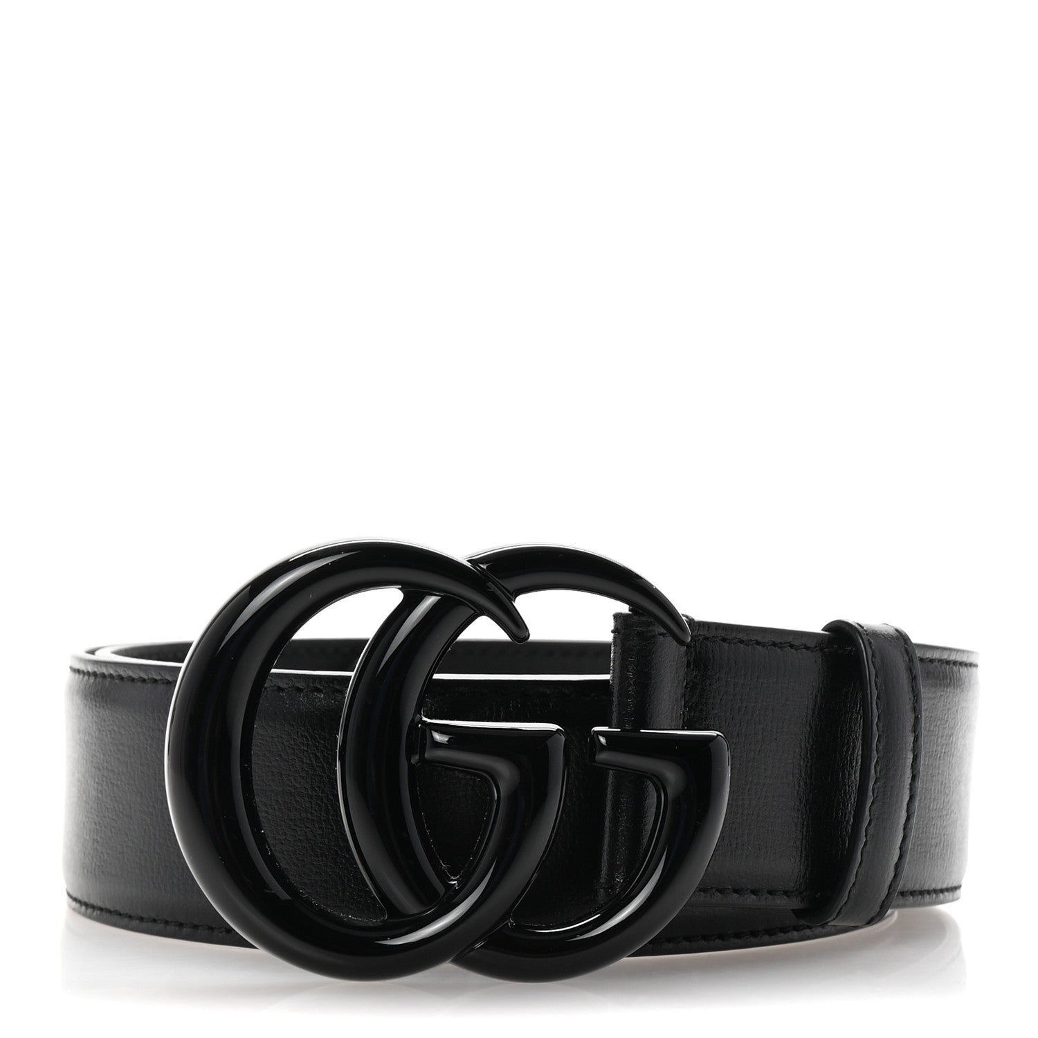 Gucci Azalea Calfskin Enamel Monochrome Double G 40mm Belt 90 36 Black 1 of 6
