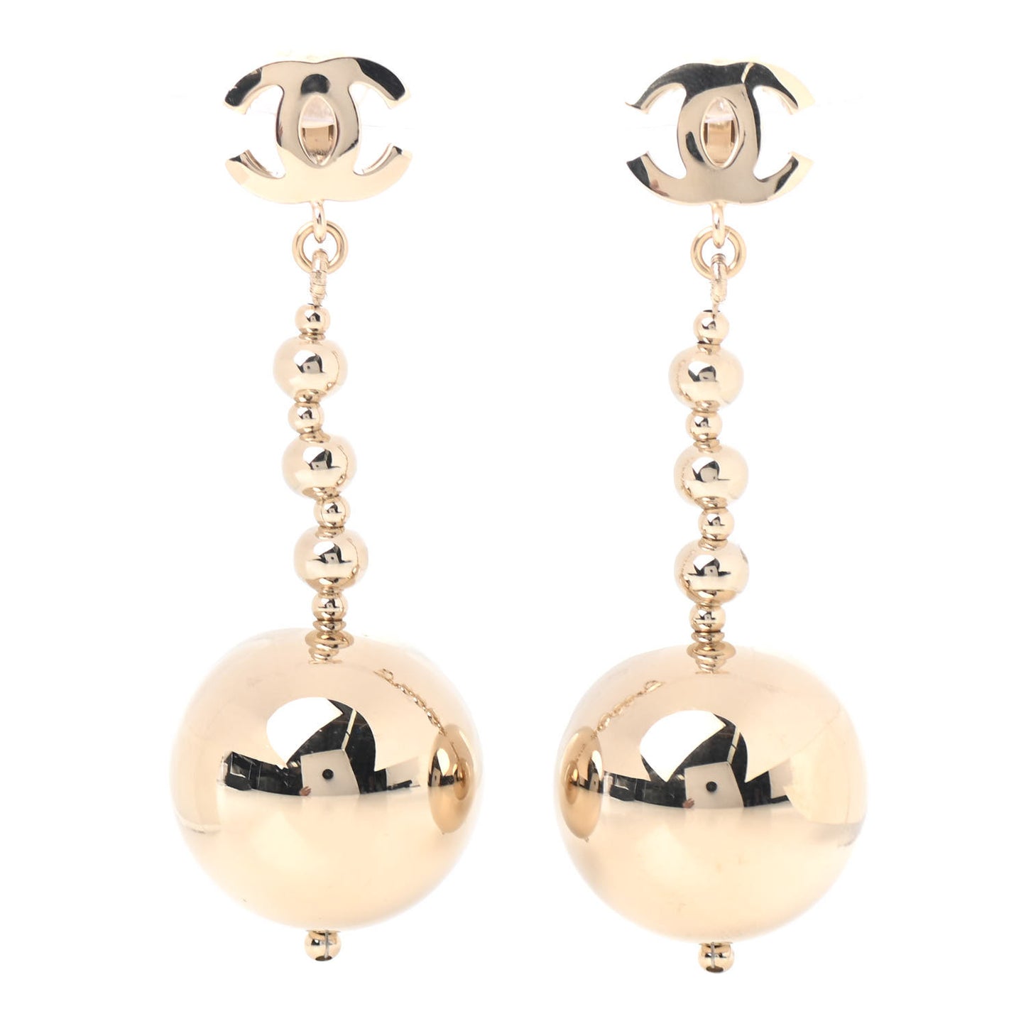 Metal CC Bead Drop Clip On Earrings
