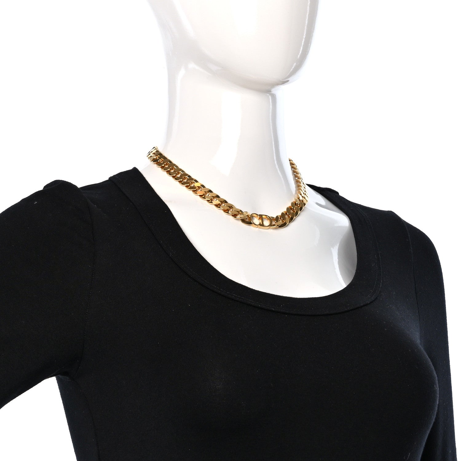 Christian Dior Metal CD Choker Necklace Gold 3 of 4