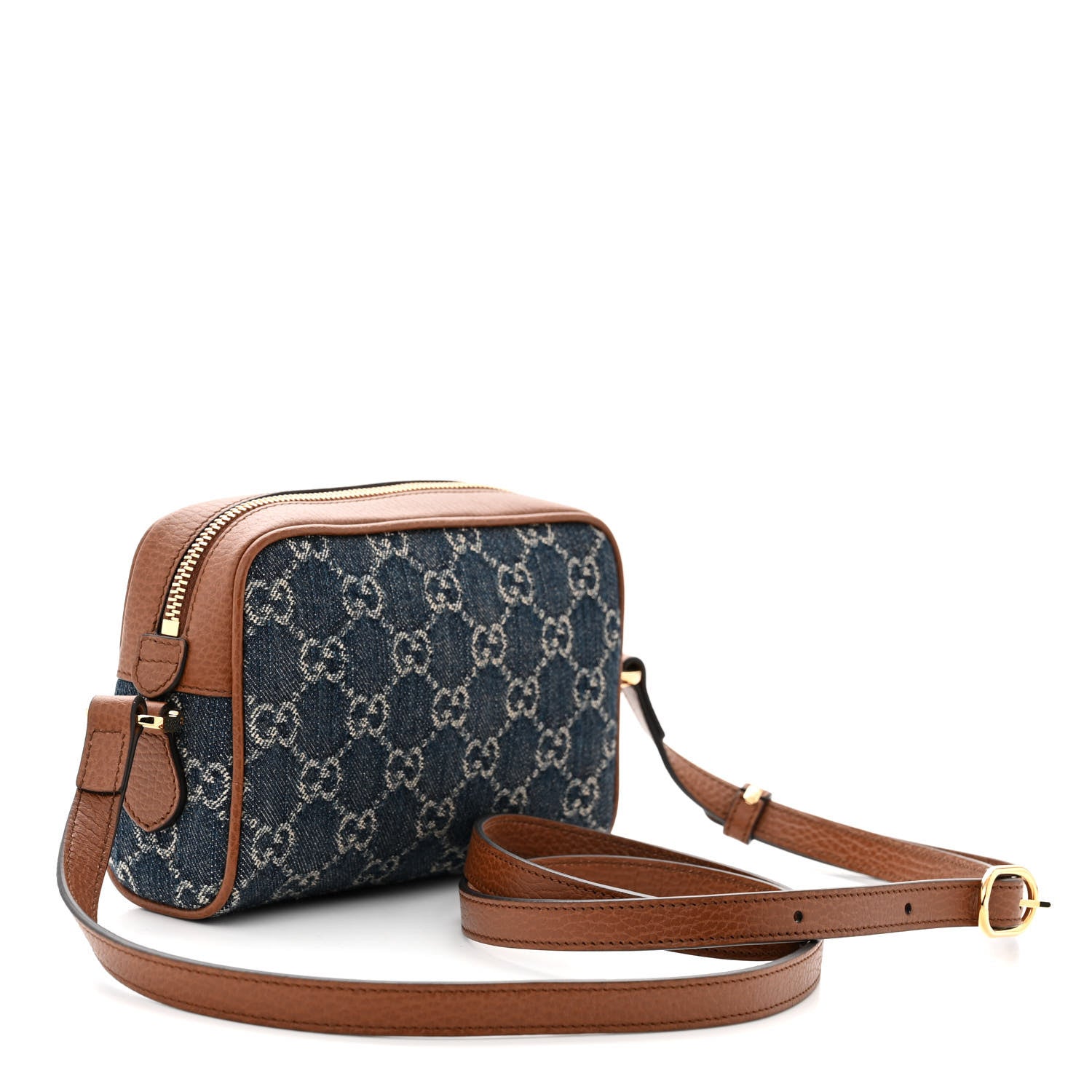Gucci New Denim GG Monogram Dollar Calfskin Mini Ophidia Shoulder Bag Blue Tea Cuir Epilog 3 of 10