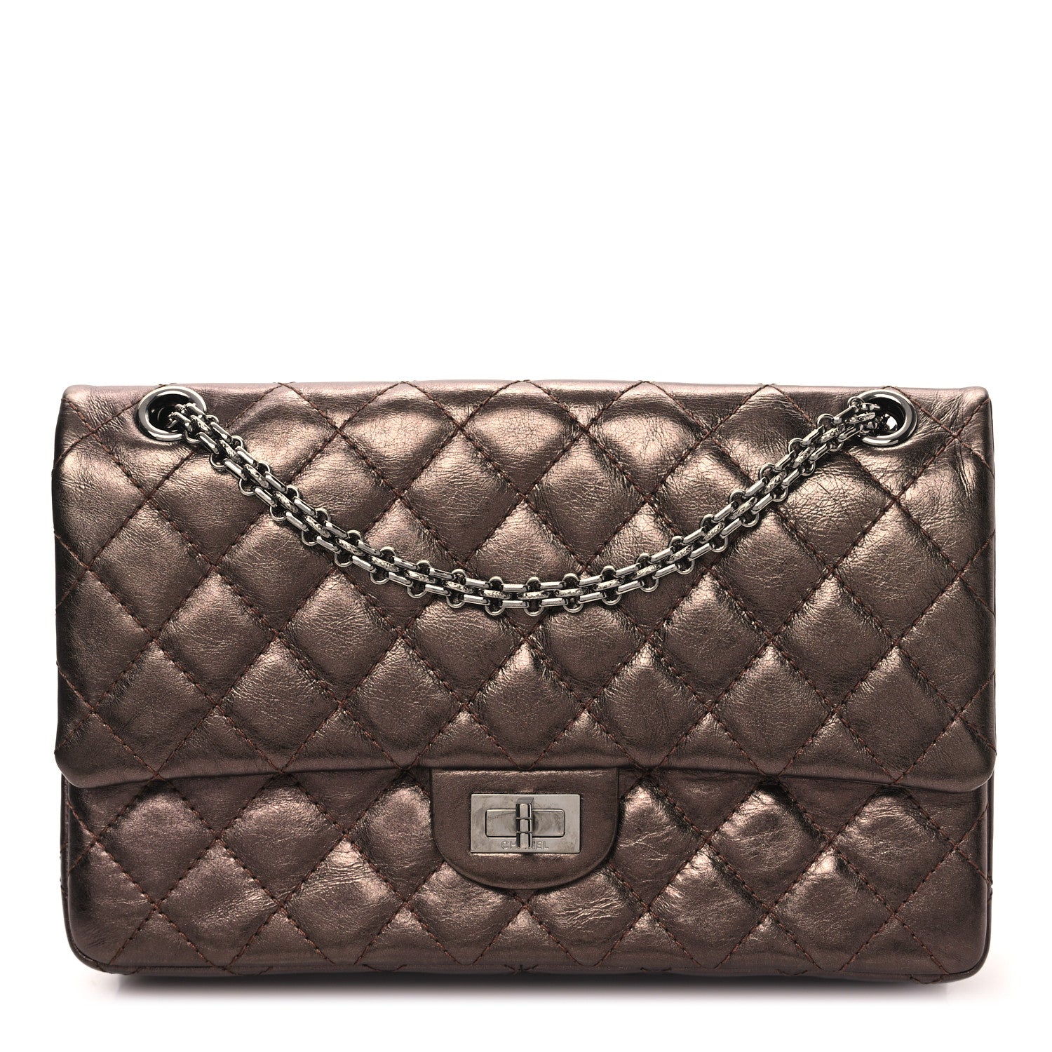 Chanel Metallic Aged Calfskin Quilted 2.55 Reissue 226 Flap Bronze 1 of 11