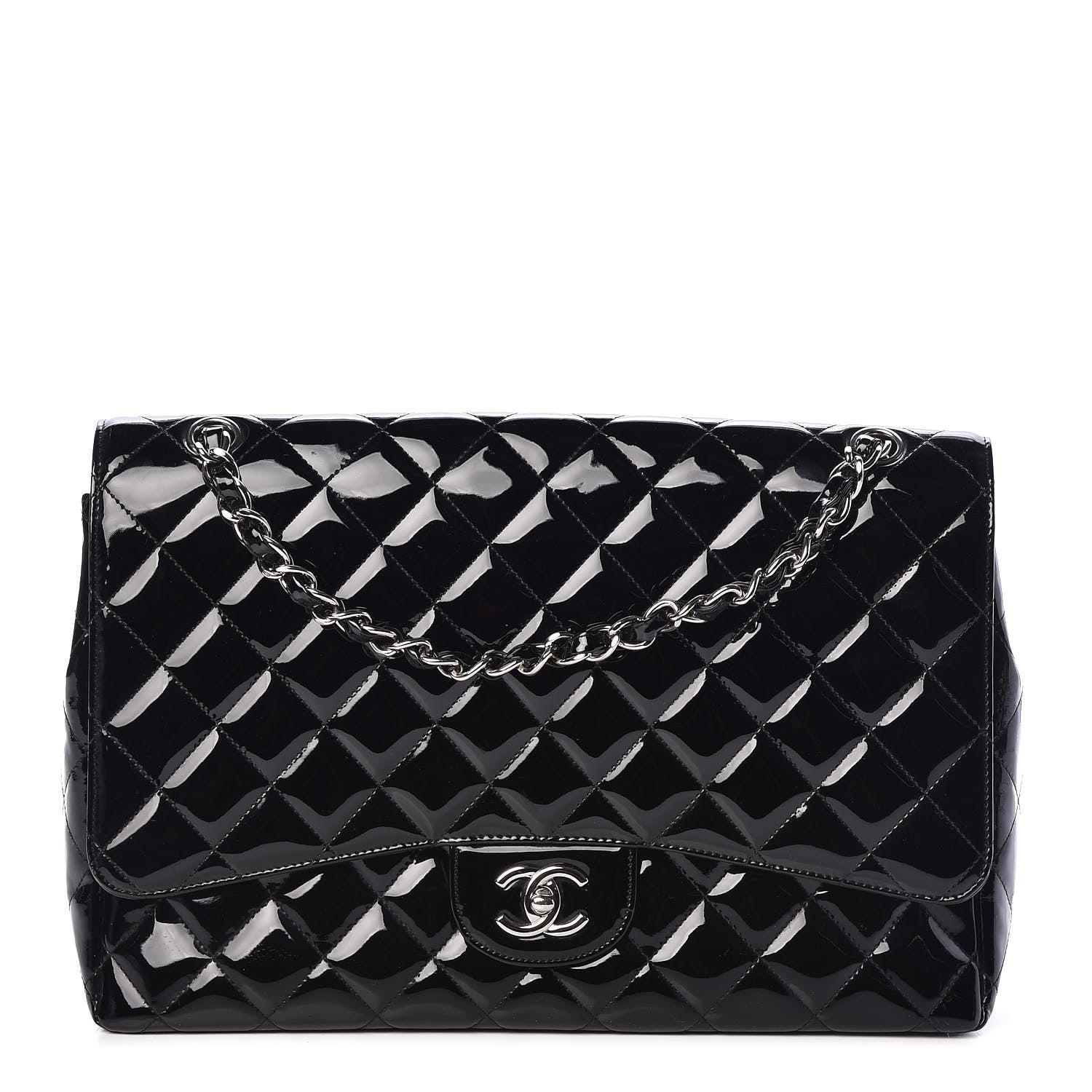 Chanel Patent Quilted Maxi Single Flap Black 1 of 11