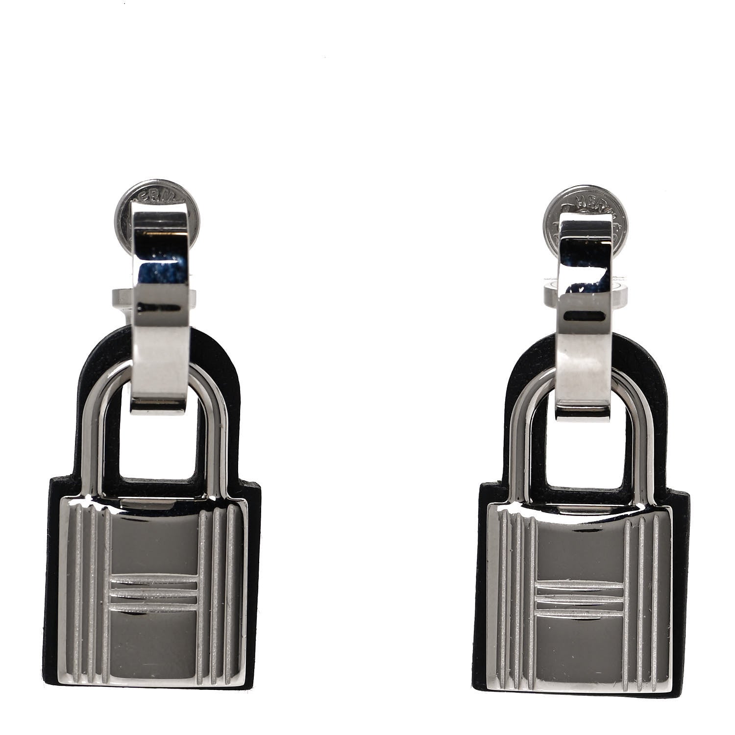 Hermes Palladium Swift O'Kelly Earrings Black 1 of 5