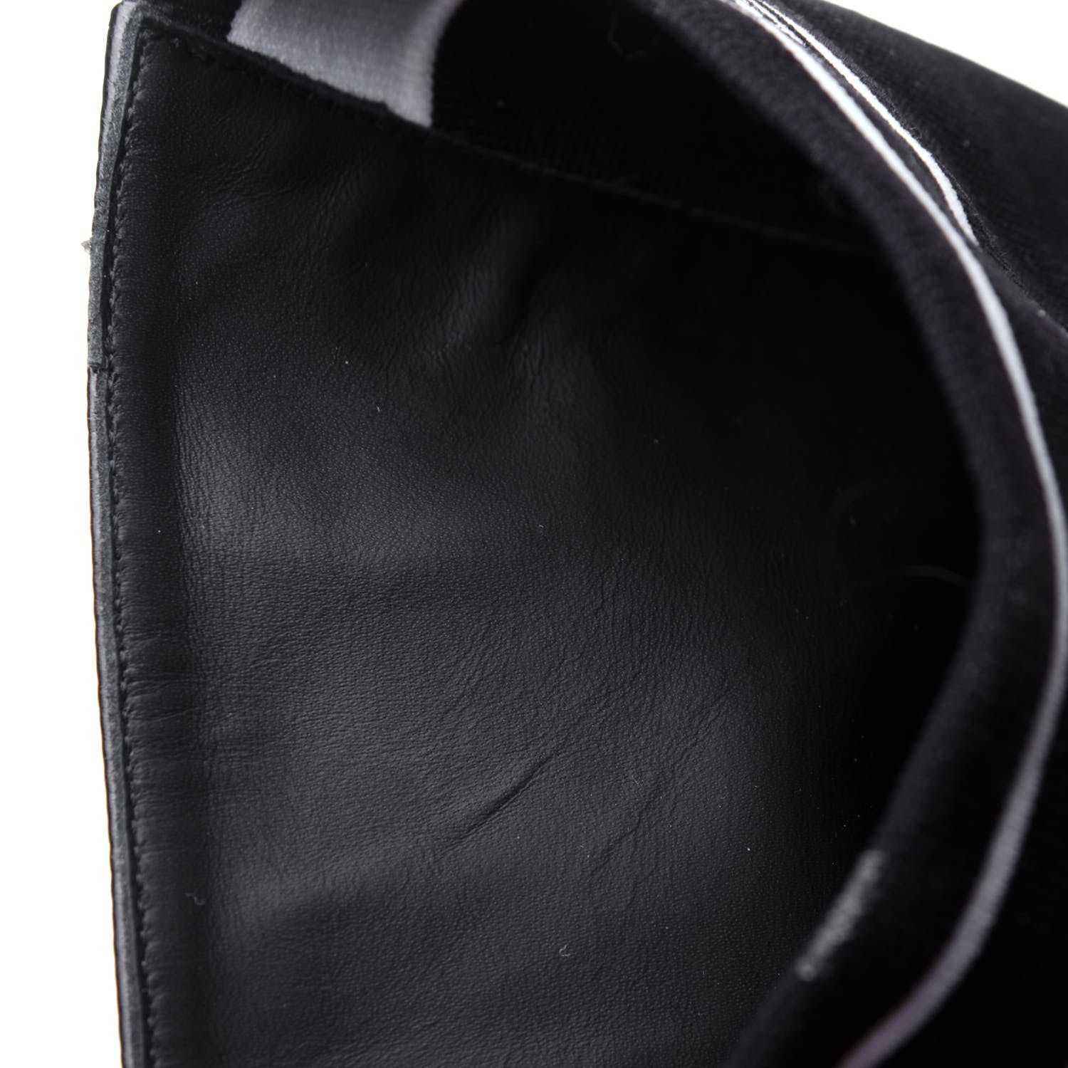 Fendi Lambskin Stretch Fabric Logo Rockoko Tall Boots 37 Black White 12 of 14