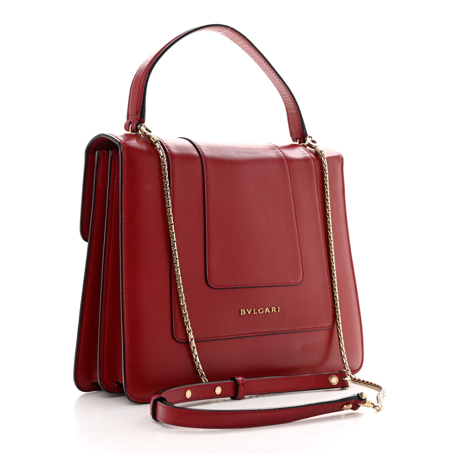 Calfskin Large Serpenti Forever Top Handle Red