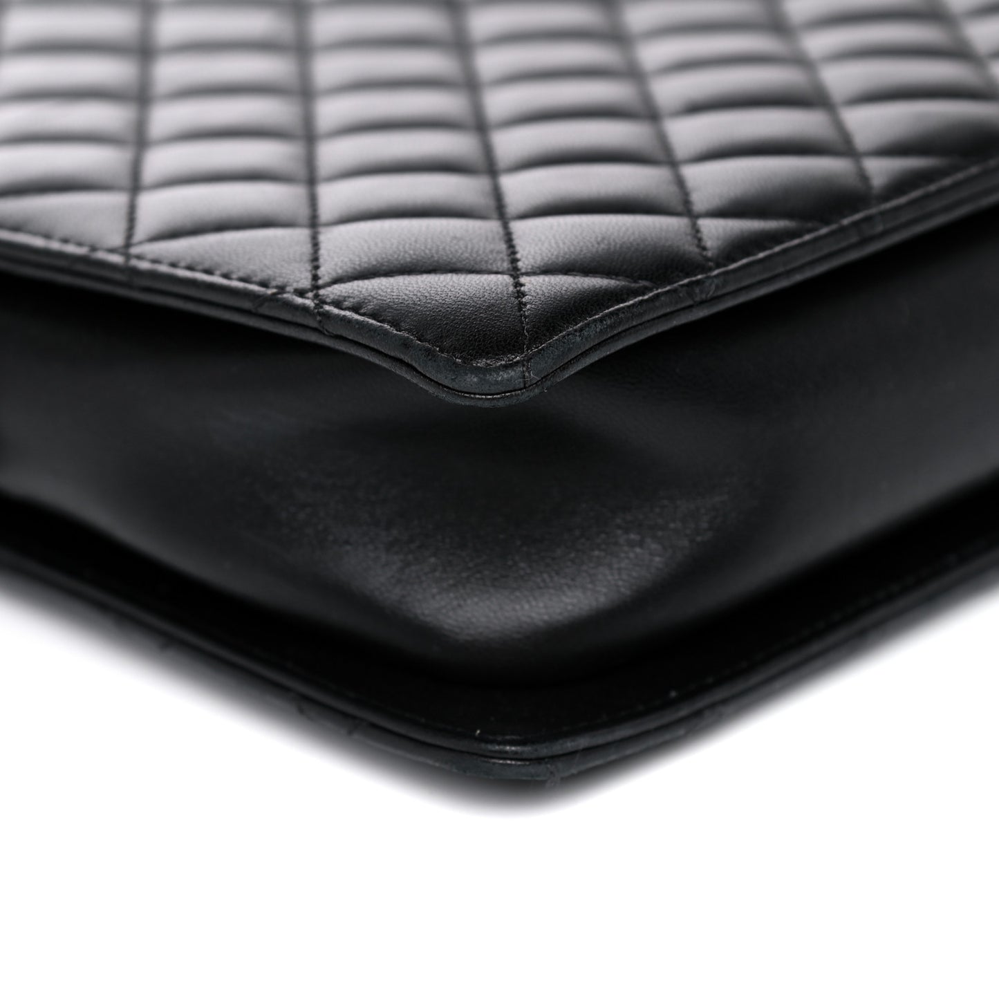 Lambskin Quilted Square Shopping Tote So Black
