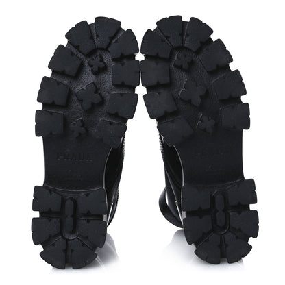 Prada Spazzolato Rois Re-Nylon Metal Triangle Logo Monolith Pouch Pocket 55mm Boots 41 Black 7 of 14