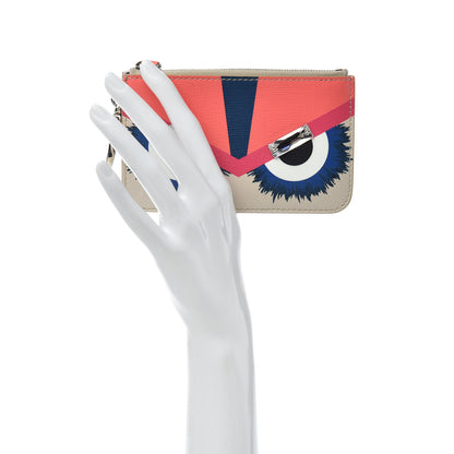 Fendi Saffiano Crystal Eye Monster Coin Pouch Key Case Bellini Multicolor 2 of 6