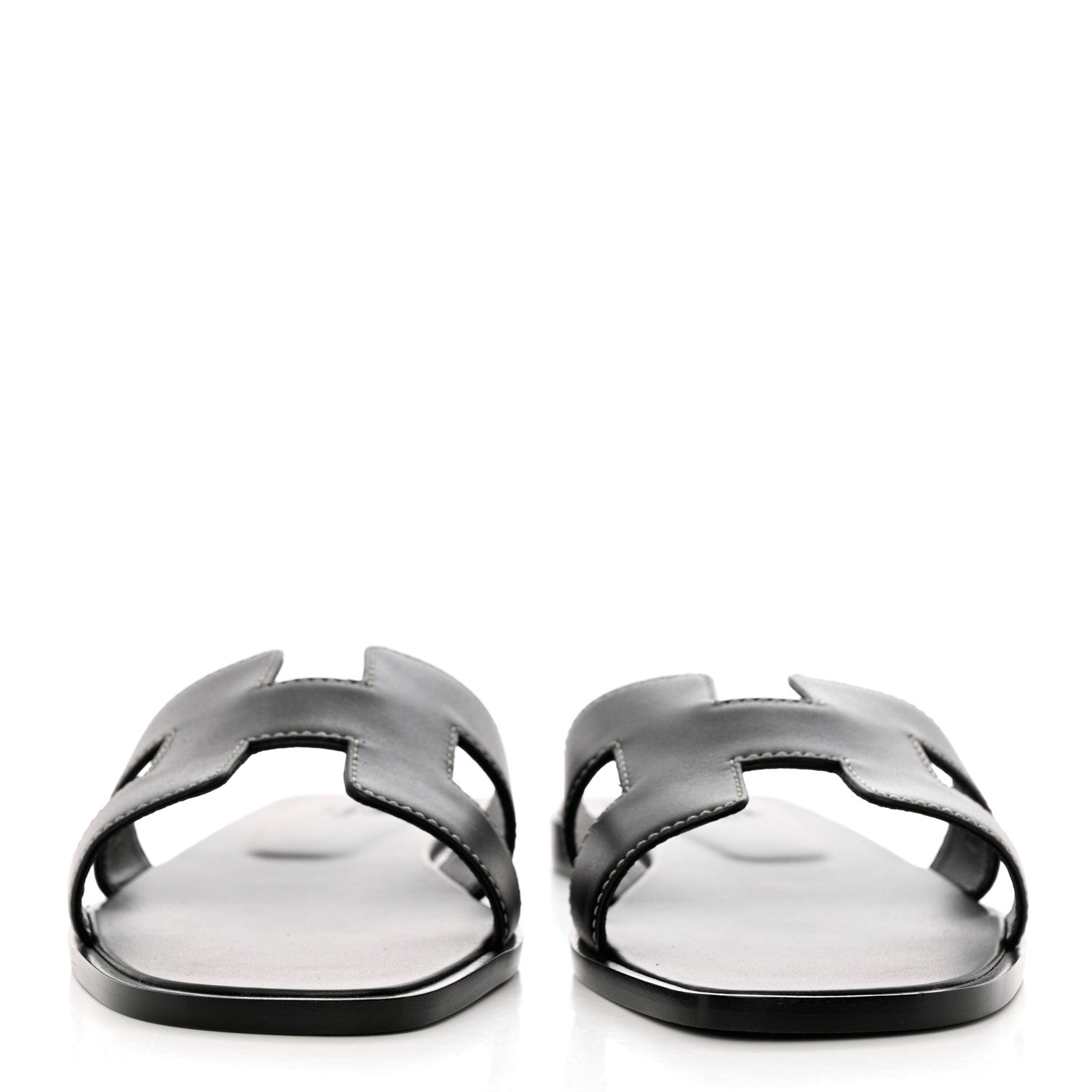 Hermes Box Calfskin Oran Sandals 38 Black 2 of 9