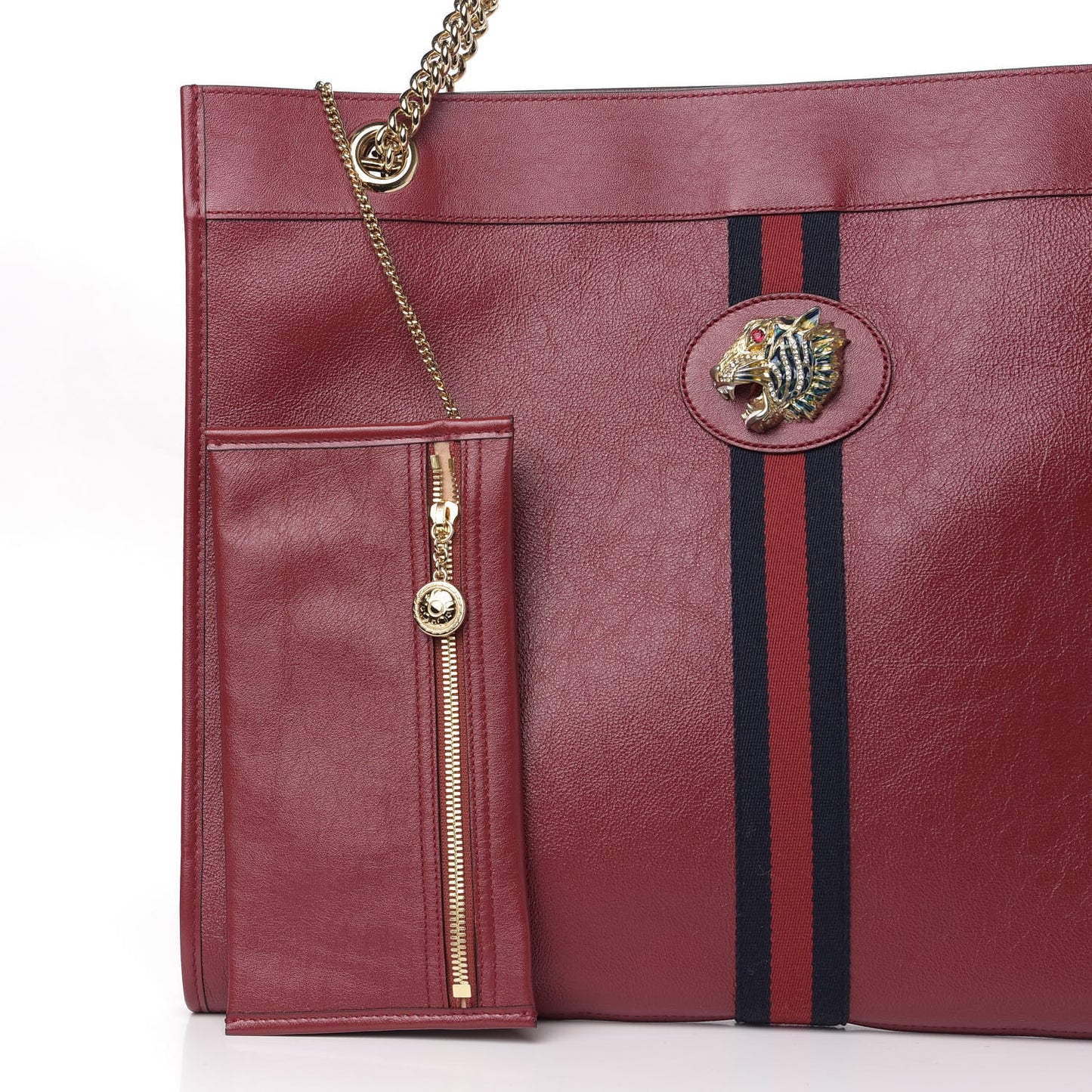 Calfskin Large Rajah Chain Tote Romantic Cherry