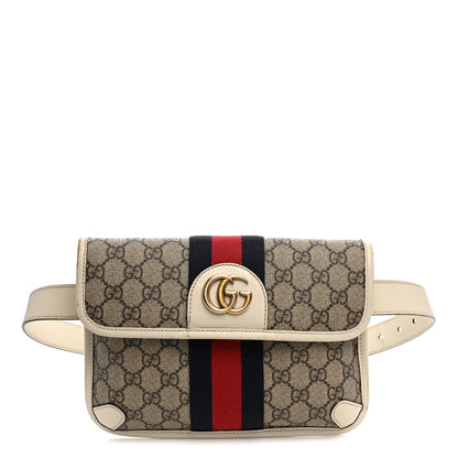 Gucci GG Supreme Monogram Web Small Ophidia Belt Bag 90 36 Beige Ebony White 1 of 12