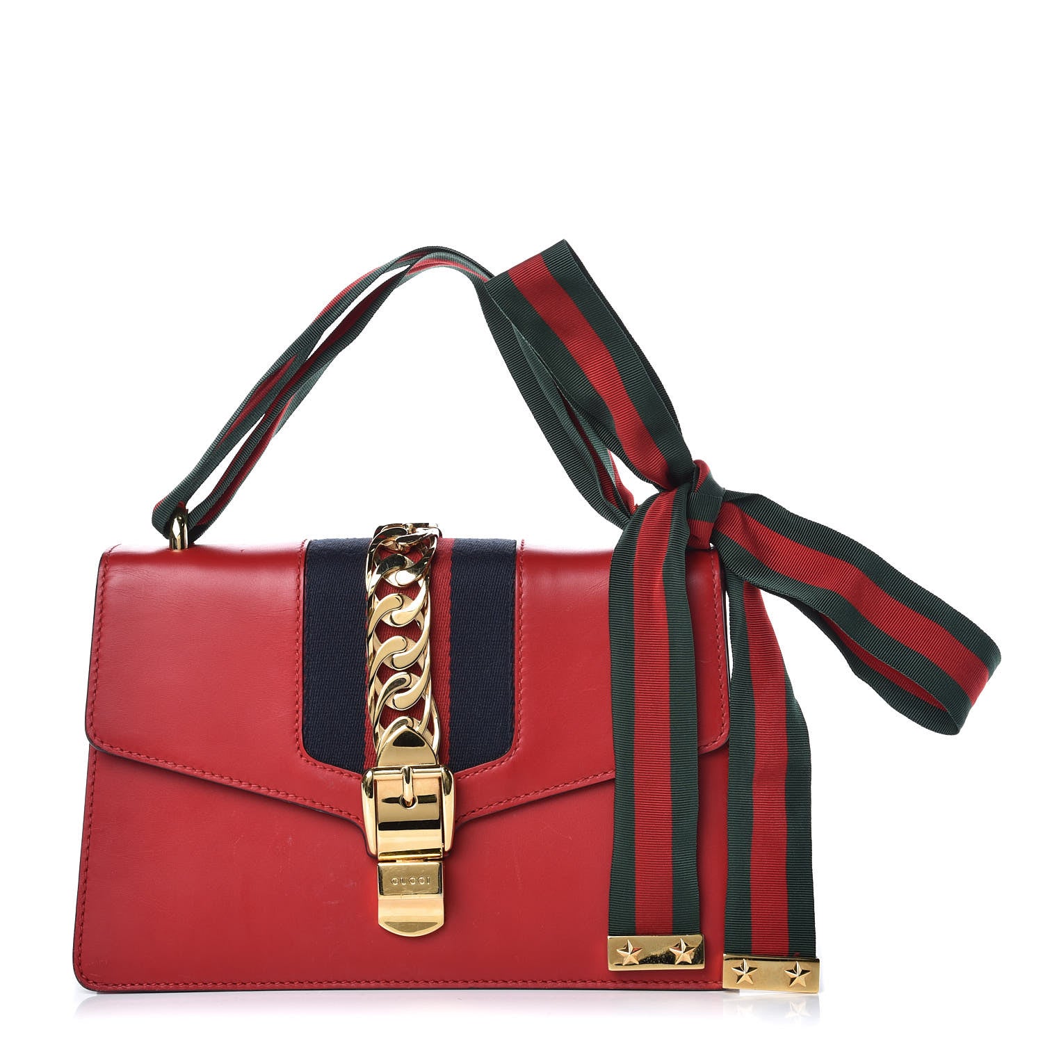 Gucci Calfskin Small Sylvie Shoulder Bag Hibiscus Red 1 of 18