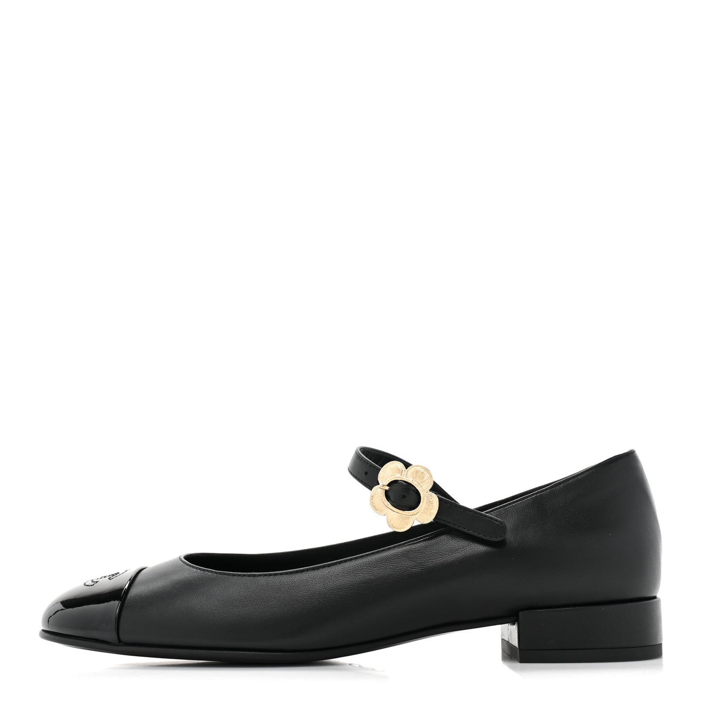 Lambskin Patent Cap Toe Mary Jane Flats 39.5 Black